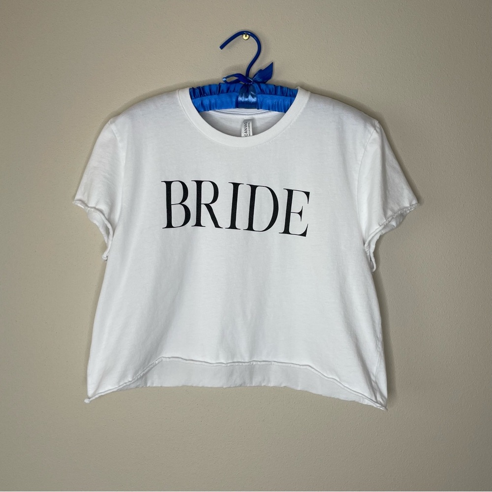 Final Markdown Bella Canvas White 'Bride' Short Sleeve Cropped Tee - Picture 6 of 6